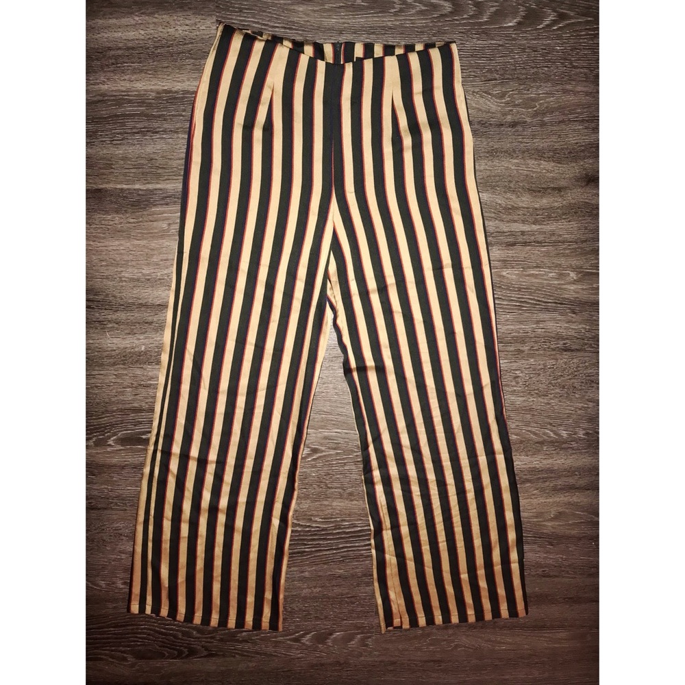 High Waisted Striped Wide Leg Pant